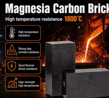 रोंगशेंग अग्निरोधक मैग्नेसिया कार्बन ईंट उच्च तापमान 1800°C मैग्नीशियम कार्बन ईंटों के लिए ईफ और कनवर्टर